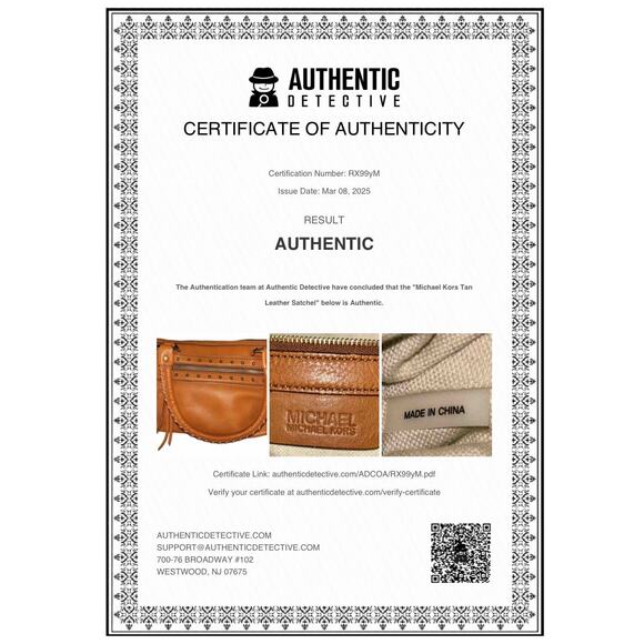 Michael Kors Tan Leather Satchel w/ Gold Studs & Fringe Authenticated - Picture 11 of 11